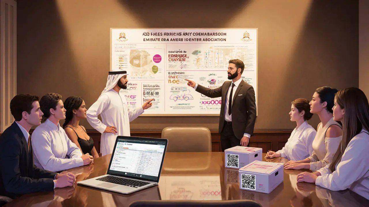 Club staff attending anti‑trafficking workshop with QR tip boxes and payroll software.