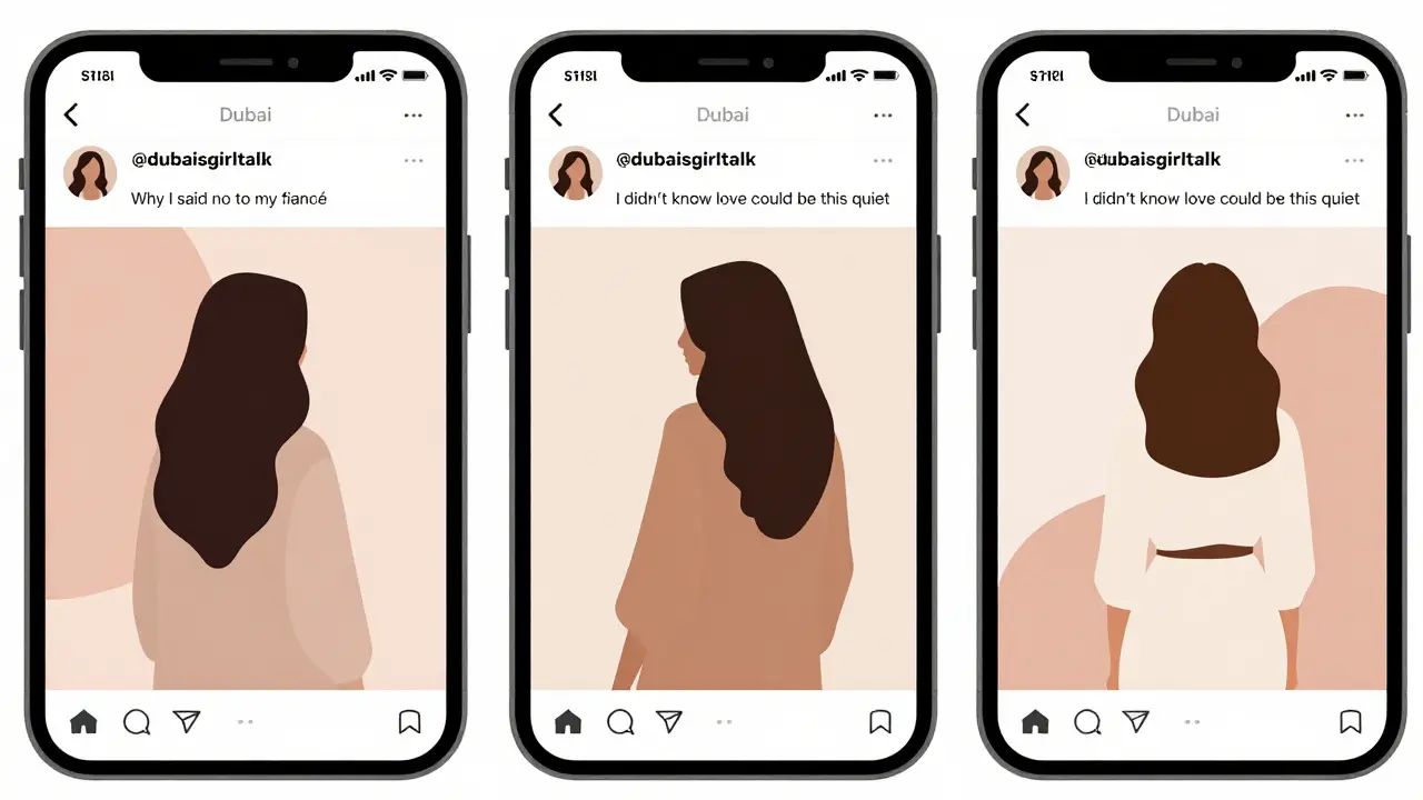 An Instagram feed with quiet, text-based posts about love and boundaries, no faces shown.