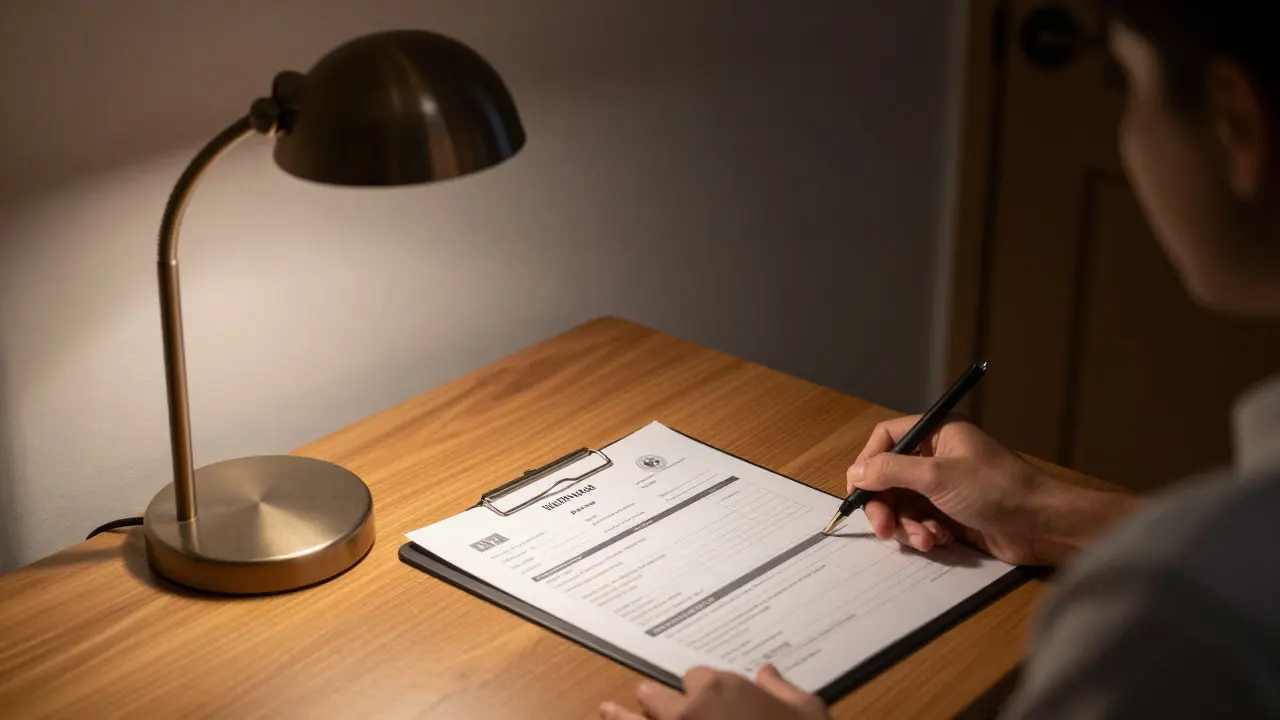A health questionnaire and DHA license certificate on a table in a quiet private setting, symbolizing legal and transparent wellness services.