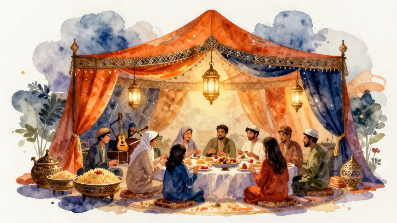 Dubai Mall Iftar tent with traditional dishes and live music
